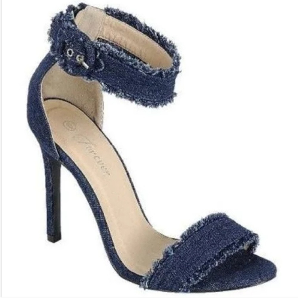 Frayed Denim Heels - Picture 2 of 2